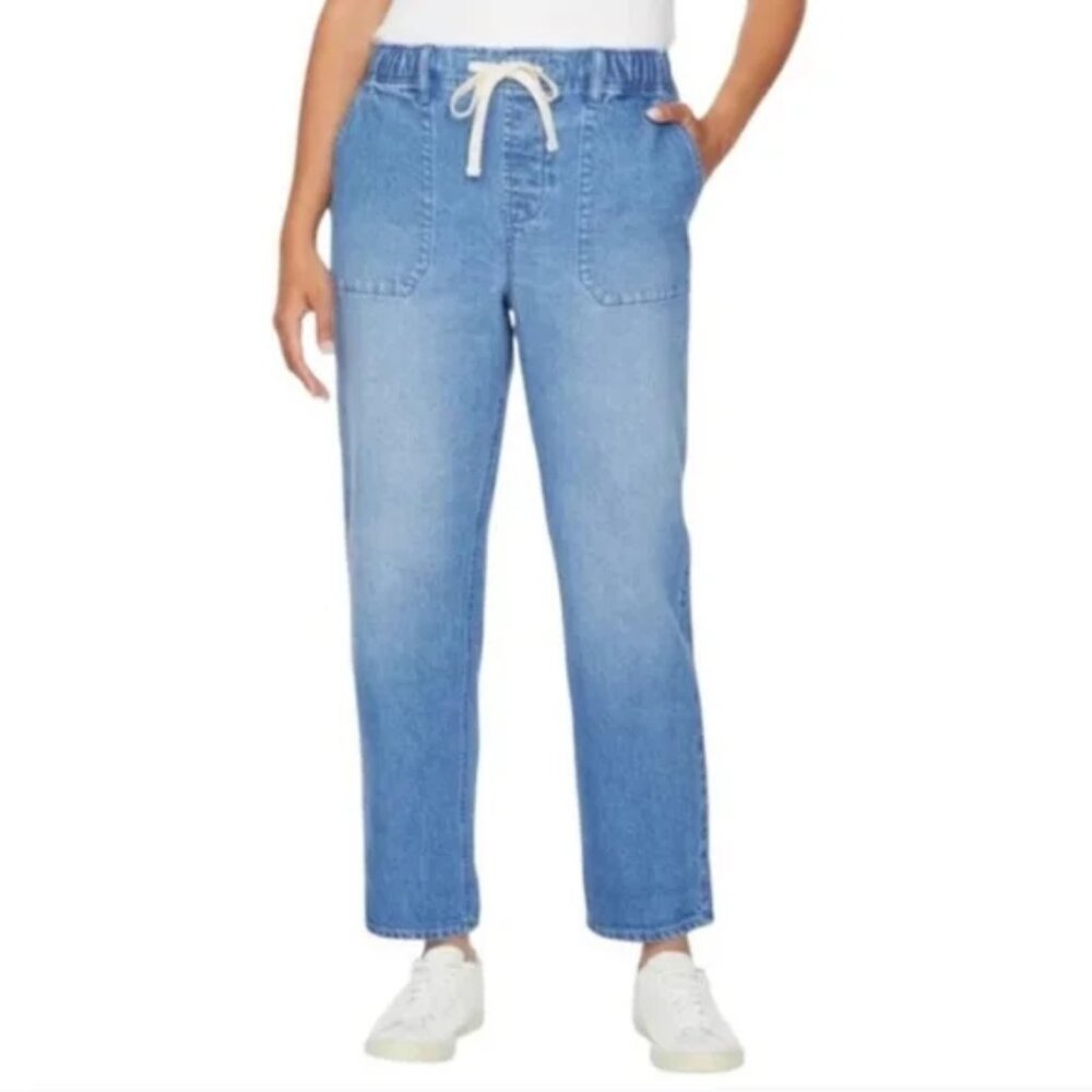 BUFFALO size XL straight leg elastic waist jeans with drawstring